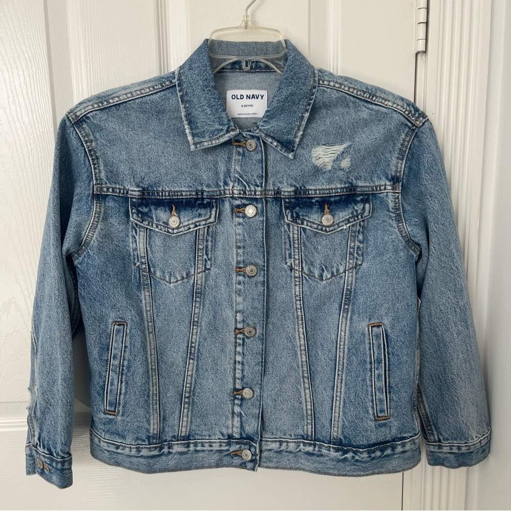 NWT OLD NAVY Women's Faded Blue Denim Jacket | Small Petite